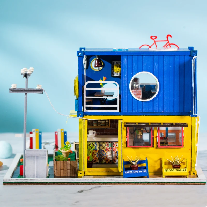 

DIY Dollhouse Wooden Doll Houses Miniature Dollhouse Furniture Assembly Toys for Children Birthday Christmas Gift Hello Summer