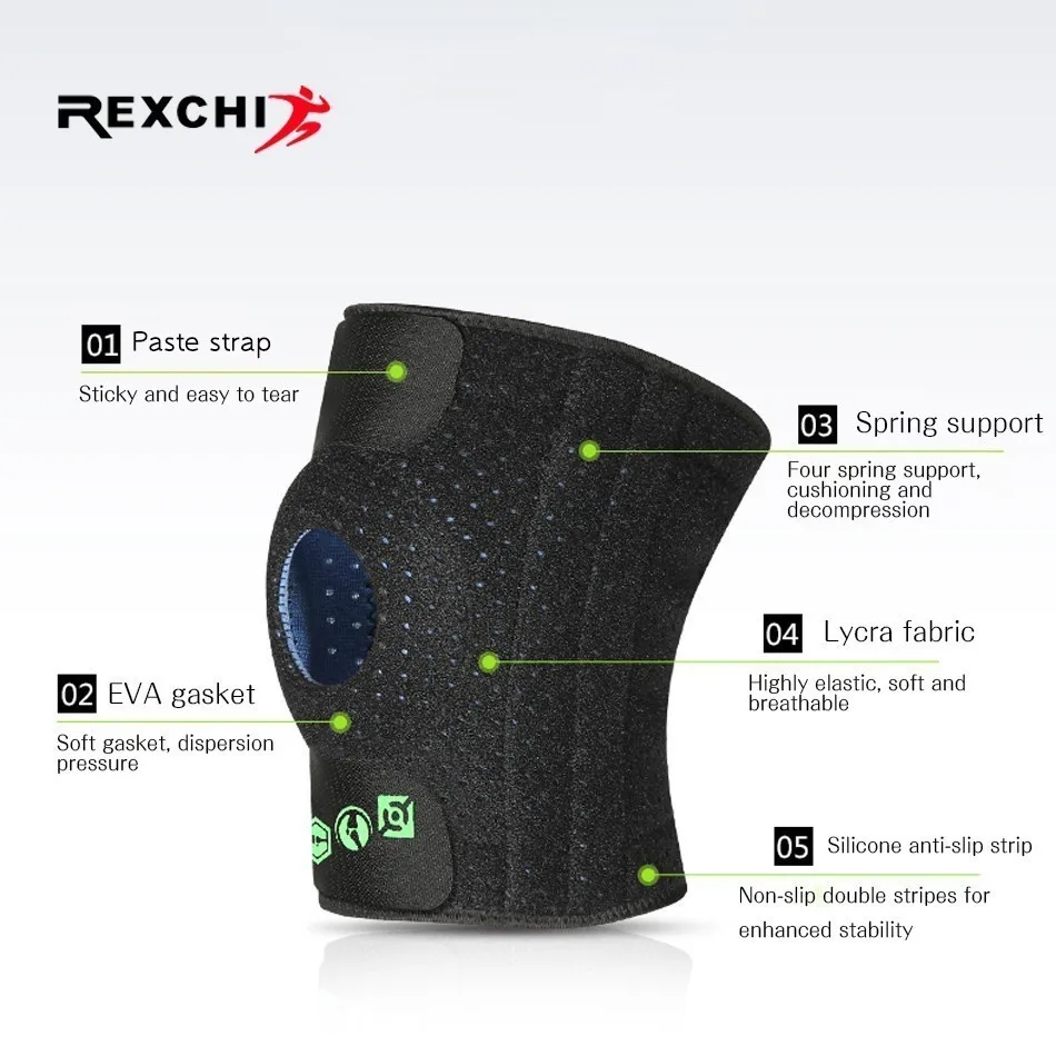 REXCHI مرونة نيباد قابل للتعديل واقية الركبة الرضفة هدفين الرياضة السلامة التدريب دعم سادة كرة السلة الكرة الطائرة