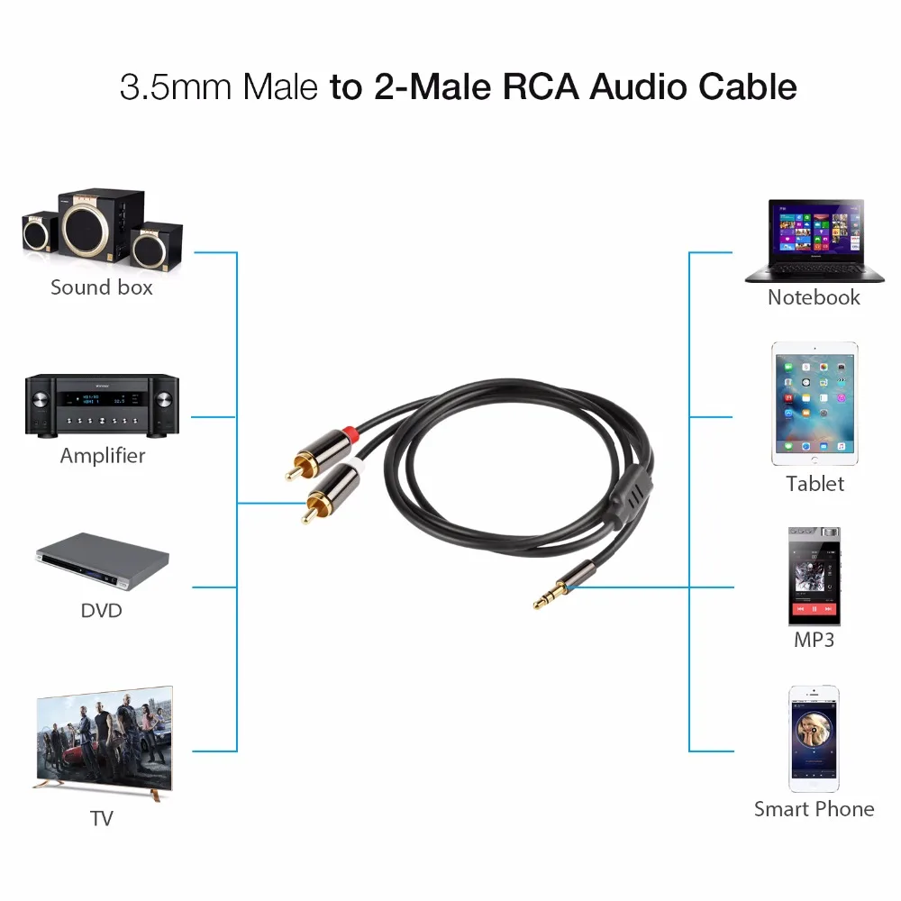 Разветвитель аудиокабеля RCA с разъемом 3 5 мм на 2 AUX адаптер Папа папа кабель для