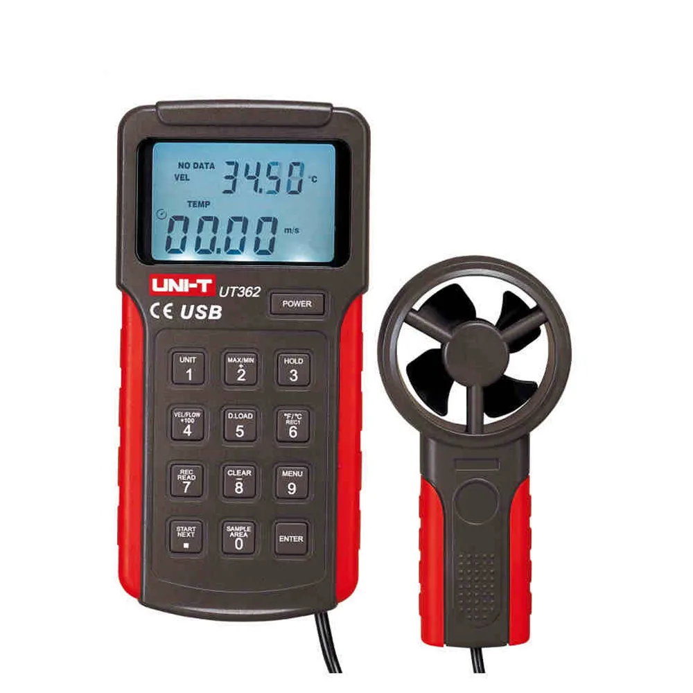 

UNI-T UT362 2.7" LCD Digital Wind Speed Meter Anemometer High Precision Anemoscopes w/ USB Interface Air Flow Meter