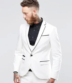 

Applicable for men's wedding Xinlang dress three-piece suit wedding men's best suit white suit (coat + pants + vest)