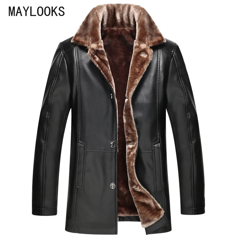 

Winter PU Leather Casual Jackets Men Thermal Coats Male Faux Leather Jackets 2017 Warm Clothing HN230