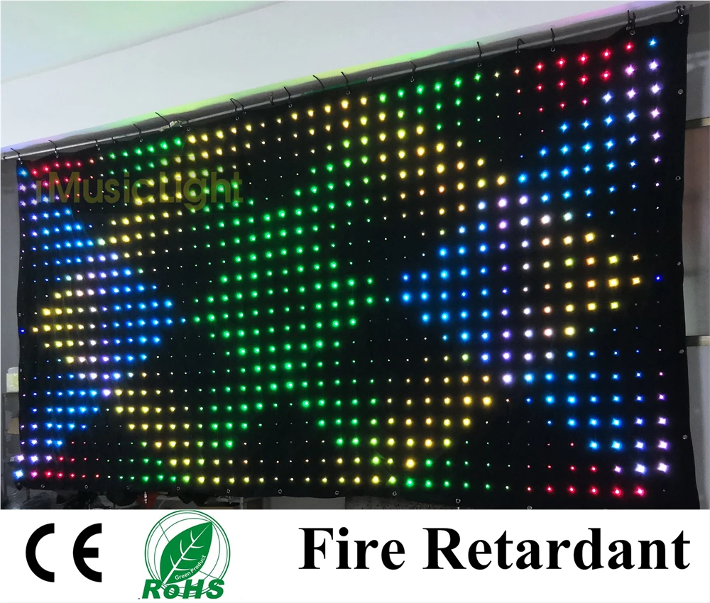 

P10 2X4M RGB SMD LED Video Curtain Backdrop Lighting Effect Perfect for DJ Backdrops PC/DMX Control