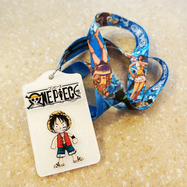 

New Arrival 1pcs Cartoon One Piece Staff ID Card Case Holder Lanyards ID Work Badge Holder with Printed Neck Lanyard