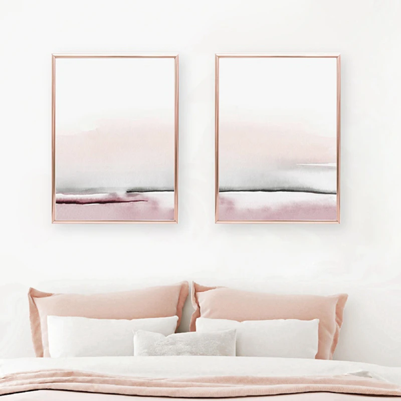 Bedroom Decor Abstract Painting Wall Art Canvas Poster And Print Blush Pink and Gray Art Painting Wall Pictures Home Decoration