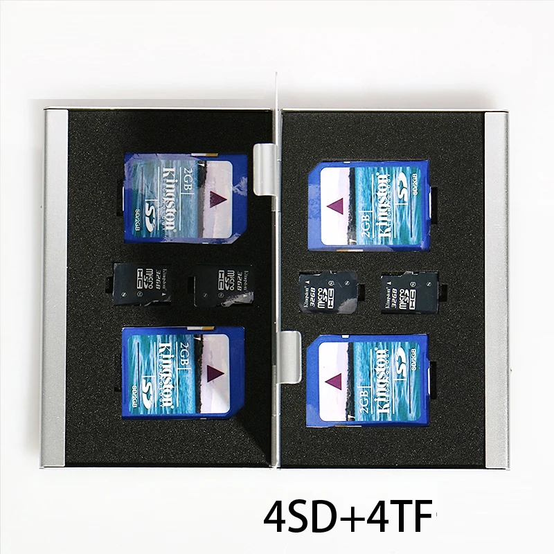 

8 in 1 Aluminum Storage Box Bag Memory Card Case Holder Wallet Large Capacity For 4* SD Card 4*Mirco SD