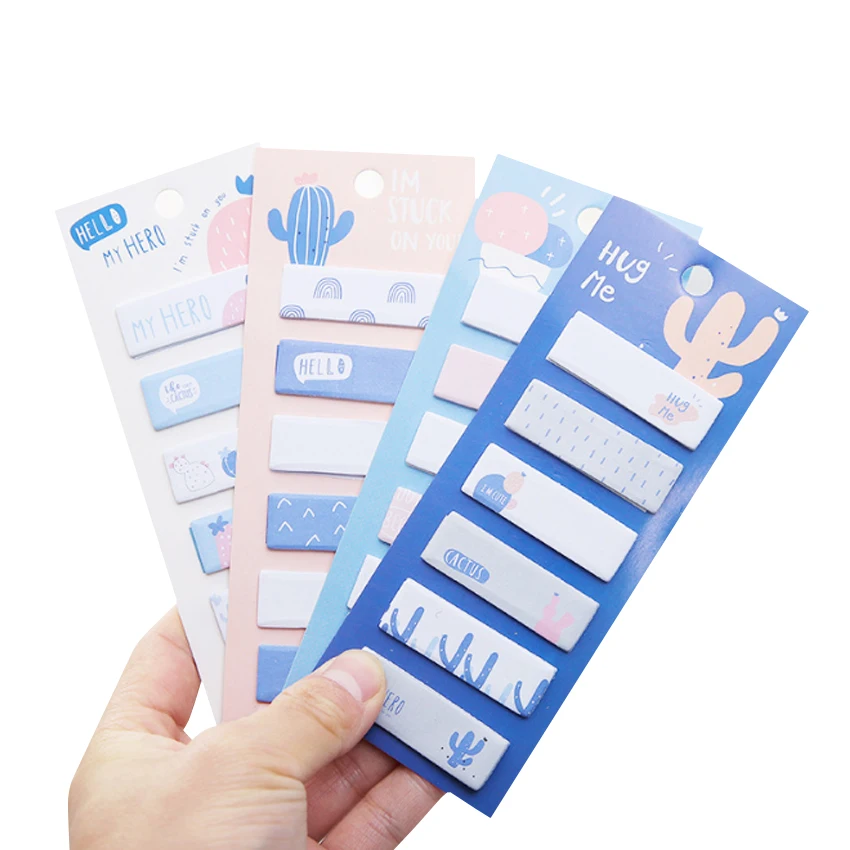 

1pack/lot Korean Stationery Cactus Notes Mini Paper Memo Pad Kawaii Bookmark Paper Message Label School Supplies Reminder Label