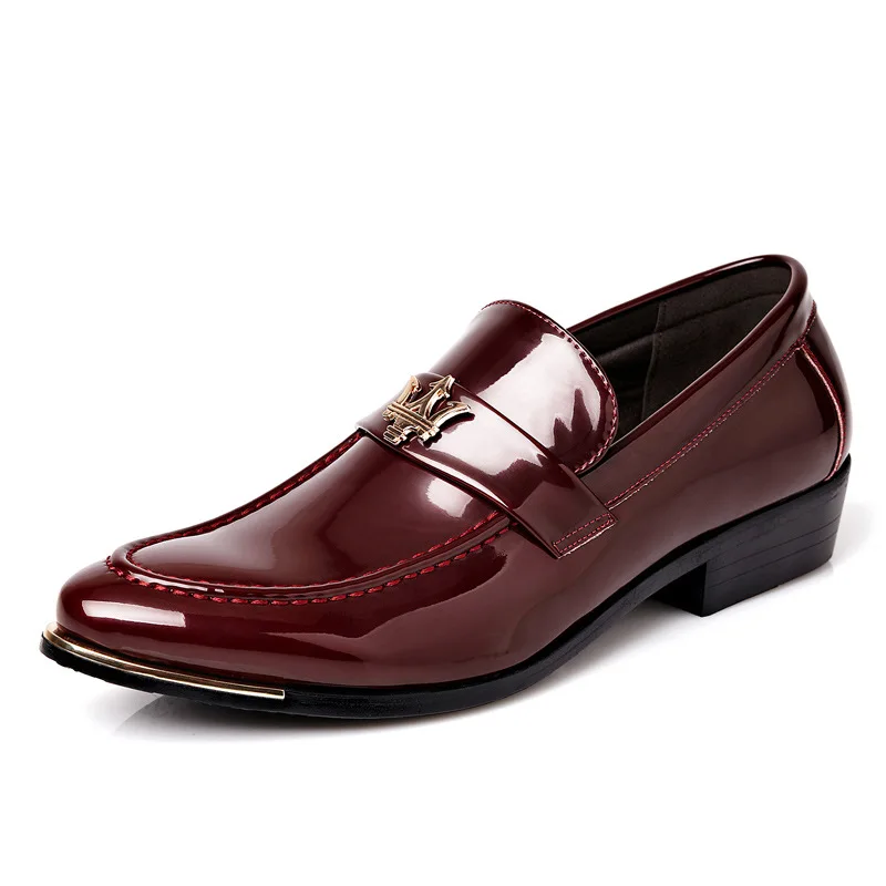 NPEZKGC/Высококачественная Мужская обувь из искусственной кожи; броги; мужские туфли-оксфорды без шнуровки в деловом стиле; Мужские модельные туфли - Цвет: Red