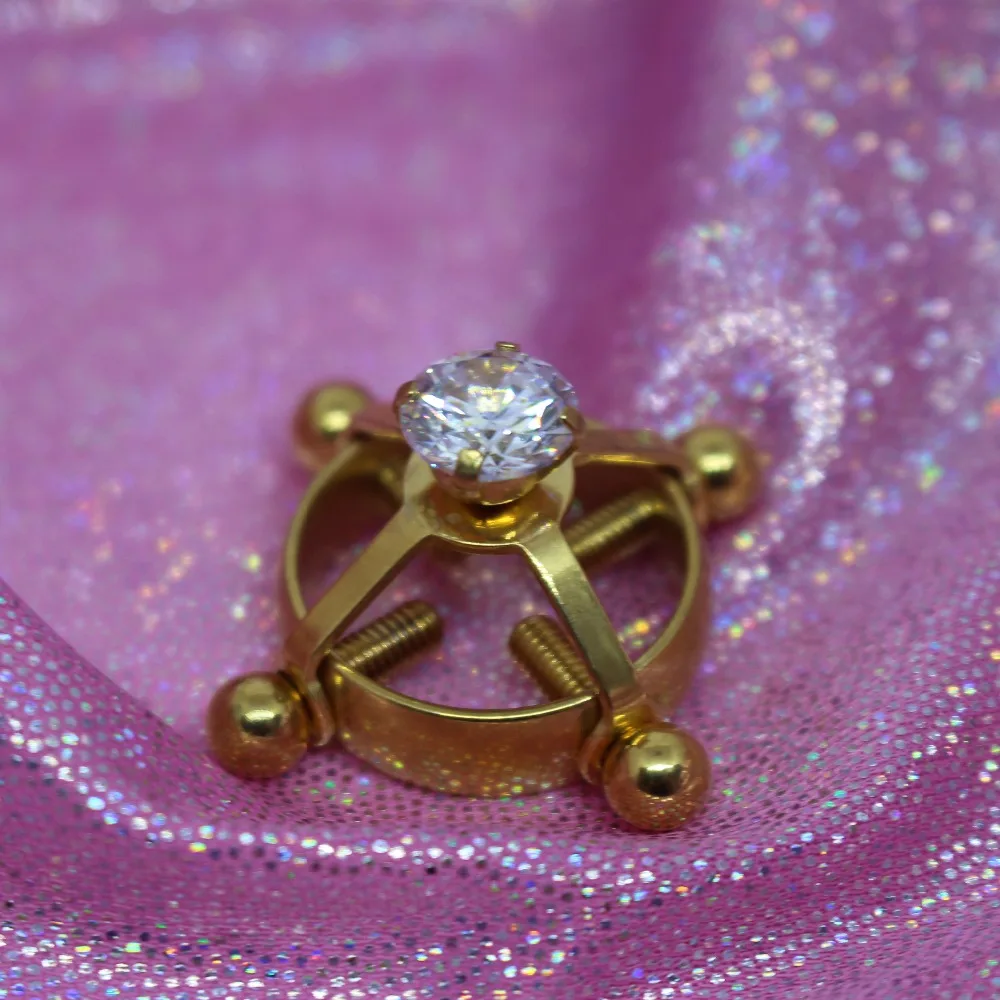 

1 Piece Fake Nipple Ring Screw Bell Pendant Fake Nipple Ring Adijustable Nipple Body Piercing Shiny meteorite Jewelry
