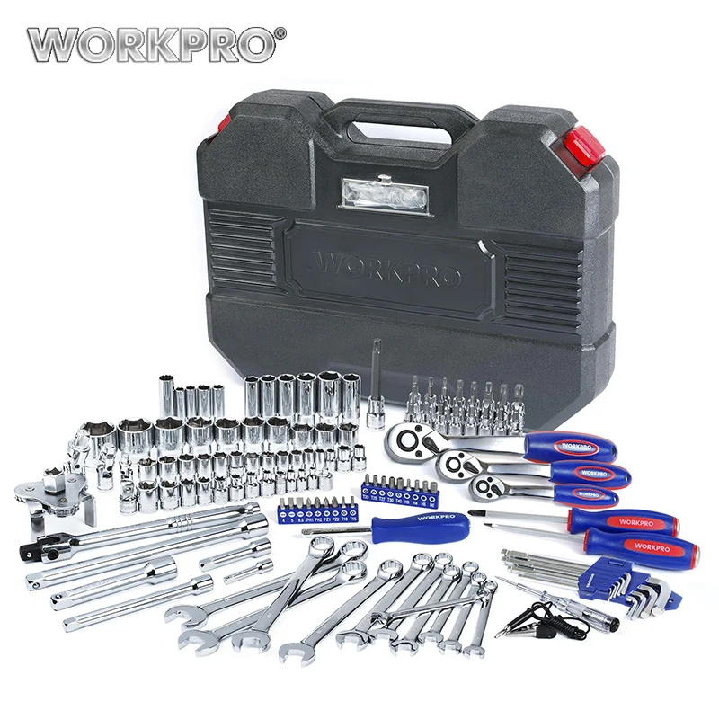 

WORKPRO 123PC Tool Set Car Repair Tools Socket Set 1/4" & 3/8" & 1/2" Ratchet Wrenches Spanner