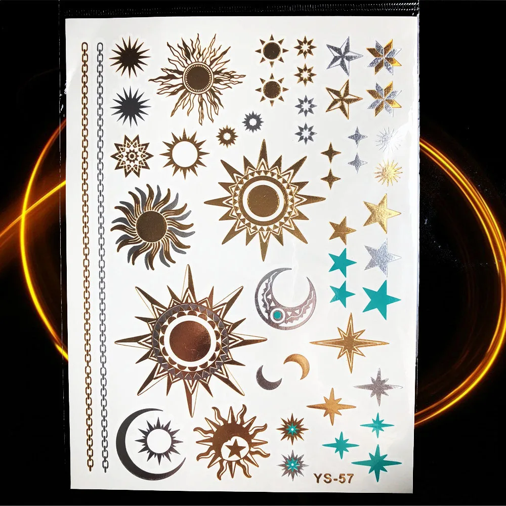 1 قطعة الصيف نمط الرجال النساء الجسم الفن ذهبي لامع الوشم ملصق HYS-101 سلسلة سوار وهمية مجوهرات للماء المؤقتة الوشم