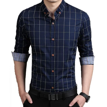 

Brand 2018 Men'S Fashion Male Shirts Lapel Plaid Printing Chemise Big Size Homme Men Shirt Leisure Camisa Masculina 6XL SJJC