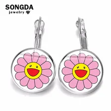 SONGDA стильный милый цветок Круглый Серьги гвоздики для женщин японский Мураками Такаши семь цвет серьги в форме подсолнечника Femme Brincos