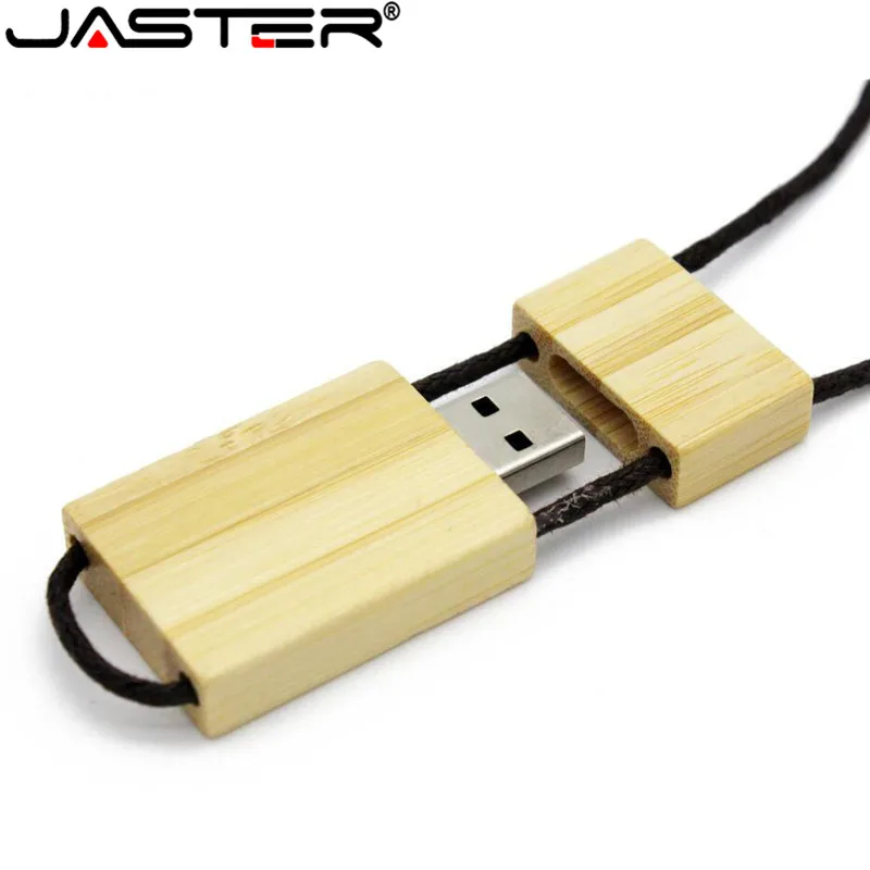 JASTER Lanyard деревянный USB флеш-накопитель Красная деревянная Флешка 4 ГБ 16 ГБ 32 ГБ 64 ГБ 128 г бамбуковая палочка для создания логотипа гравировка свадебные подарки