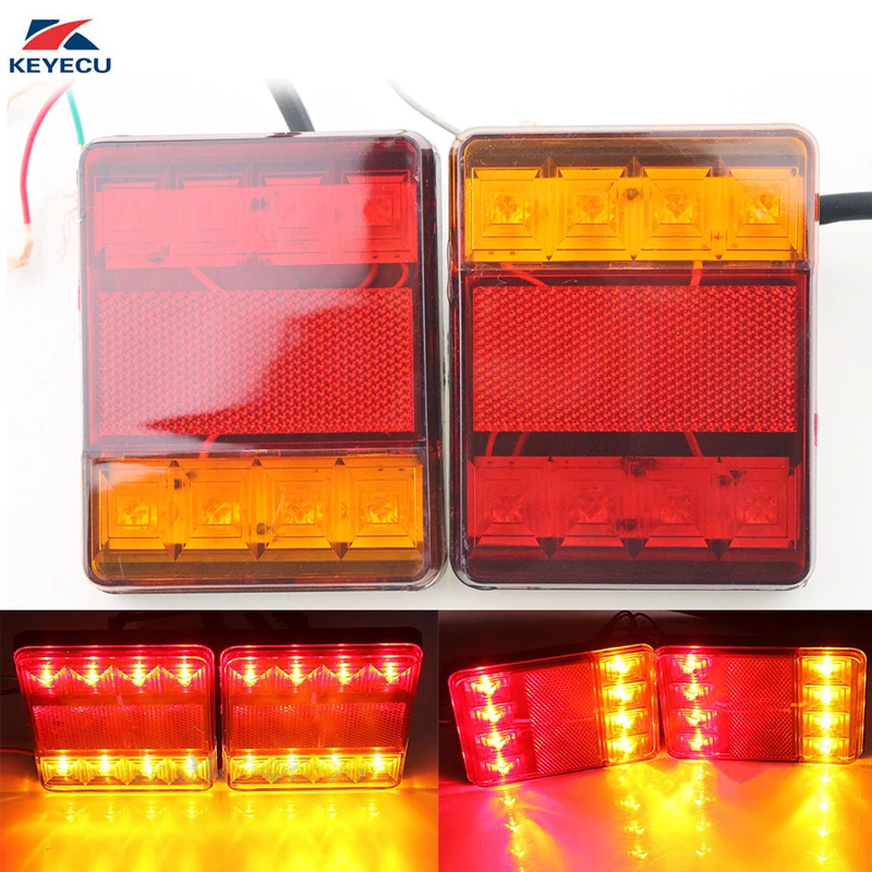 KEYECU 2 Pieces IP65 Waterproof 8LED Multi function Car
