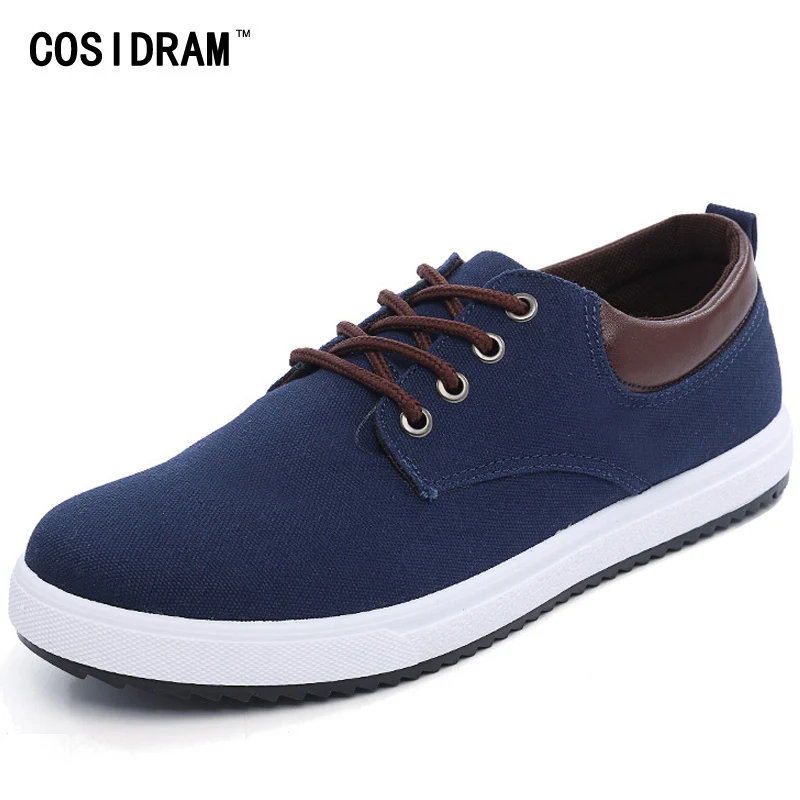 

COSIDRAM 2017 Canvas AAA Men Shoes Lace-Up Rubber Sole Men Casual Shoes Fashion Male Footwear Plimsolls Blue Autumn RME-254