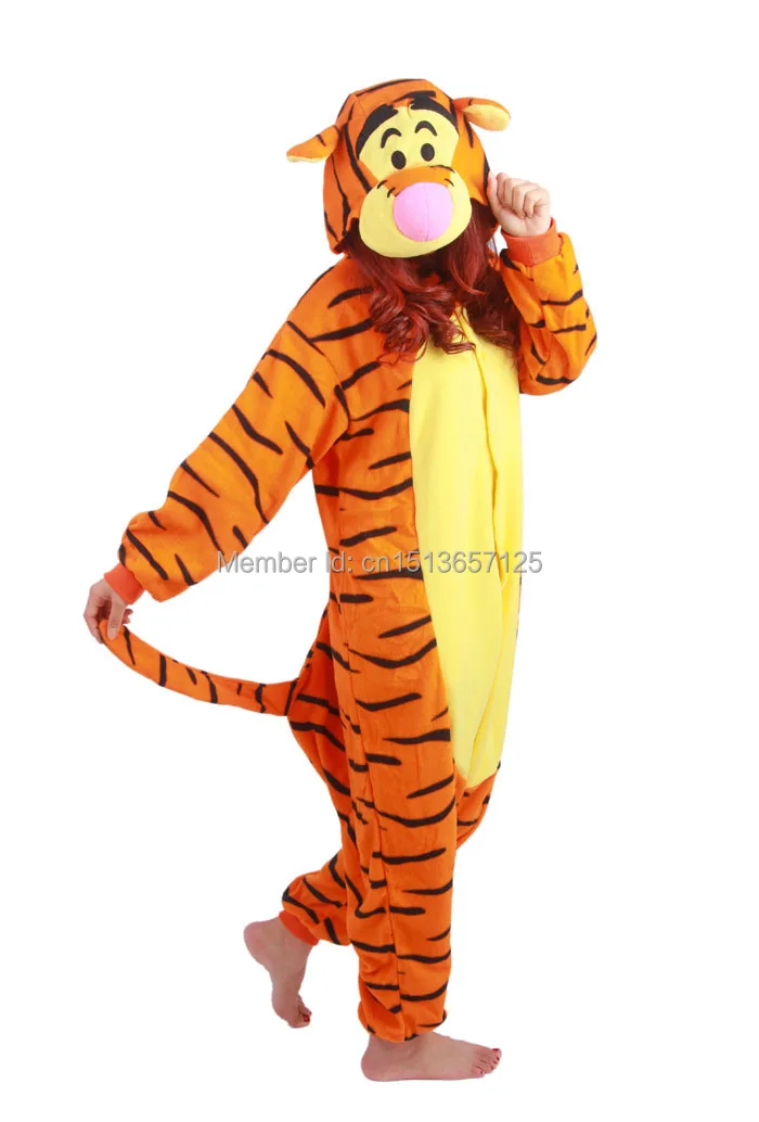 

2017 Hot Anime Animal Angry Winnie Tigger Piglet Cosplay Pajamas Adult Unisex Onesie Fleece Party Dresses Jumpsuit