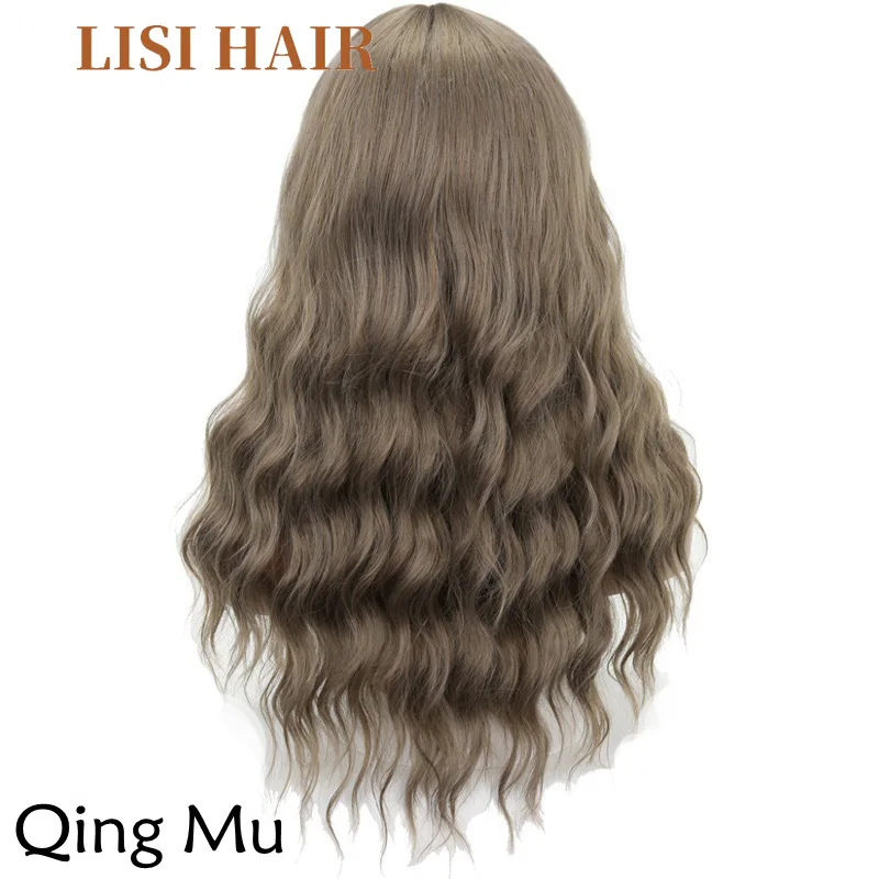 LISI HAIR 2" длинные смешанные коричневые женские парики с челкой водная волна Жаростойкие синтетические парики для женщин афро-американские