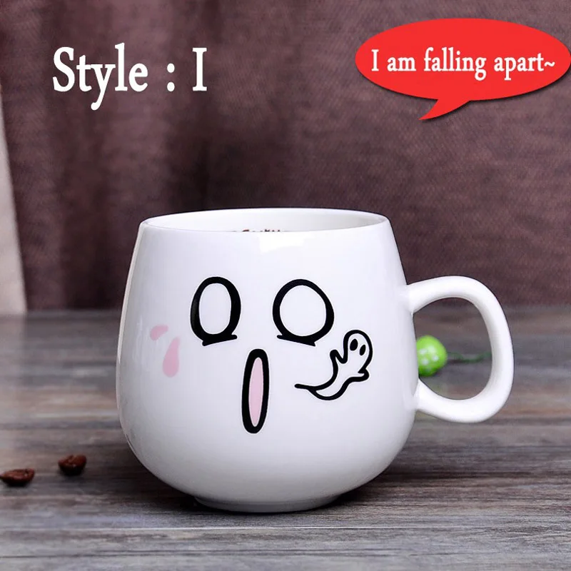 YEFINE 320 мл креативные милые керамические кружки контейнер для воды чашки и кружки фарфоровая чайная чашка кофейная кружка - Цвет: Style I