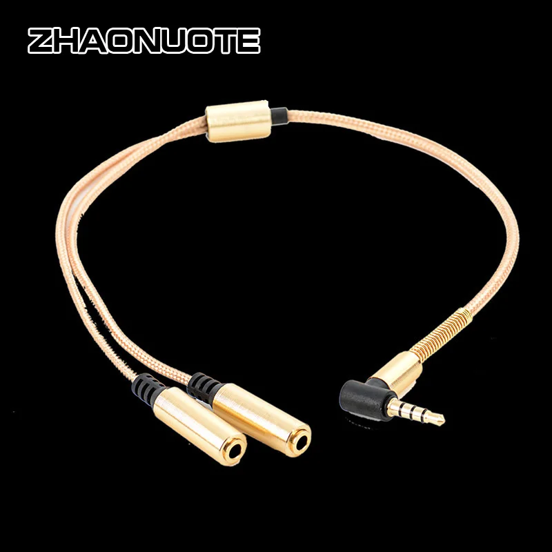 2pcs Metal Color Lovers Headphones One Sub Two Audio Cable 1 Minute 2 Divider Extension Sharing Speaker Sound Source Line |