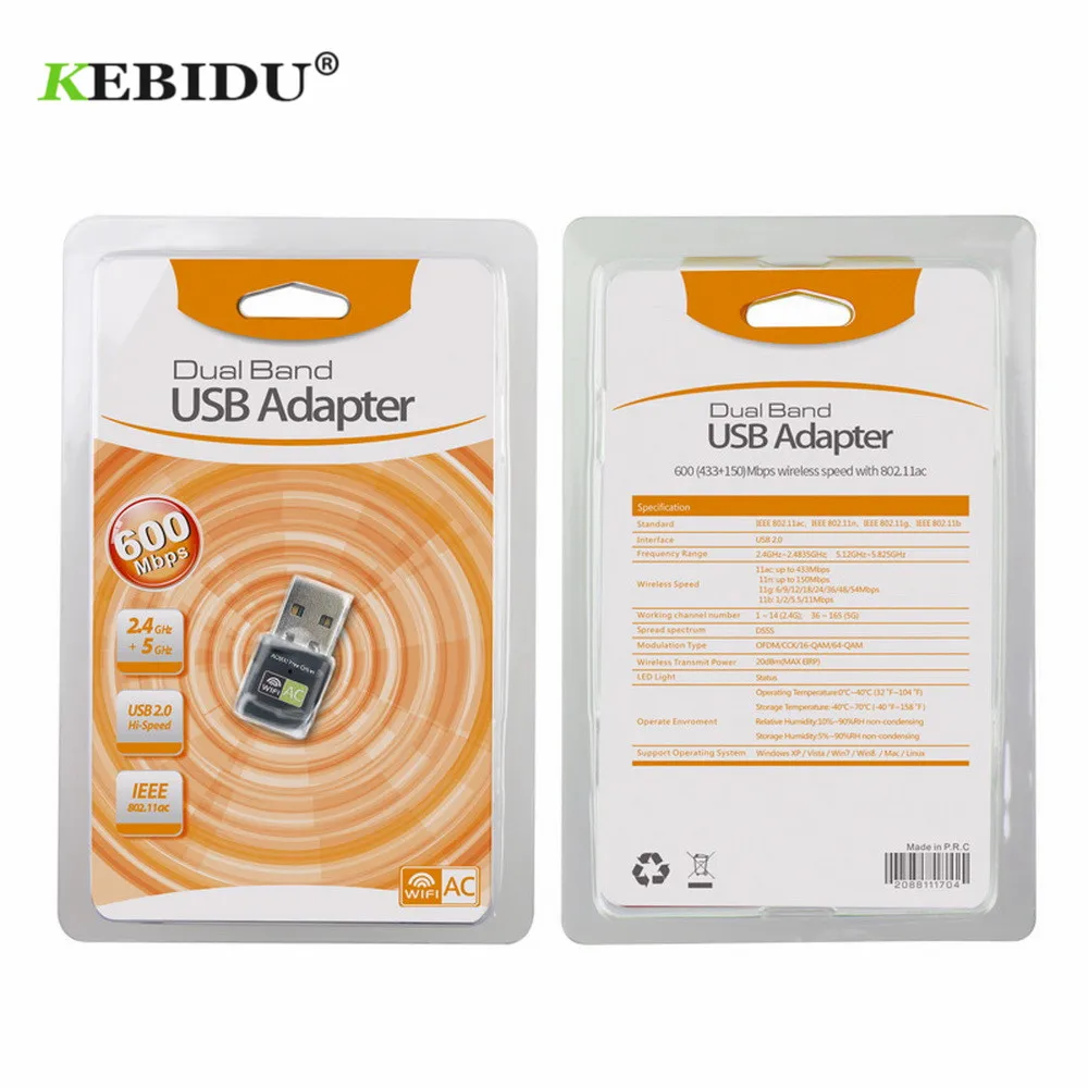 Беспроводной usb адаптер kebidu с бесплатным Wi Fi 600 Мбит/с Lan USB Ethernet 2 4G 5G