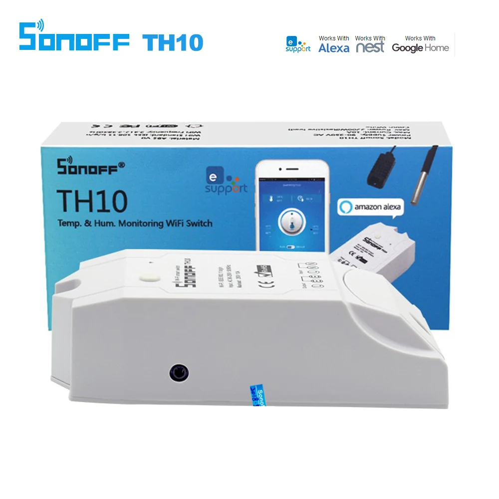 

Sonoff TH10 Smart Wifi Switch Monitoring Temperature Humidity Wifi Smart Switch Home Automation Kit Works With Alexa Google Home