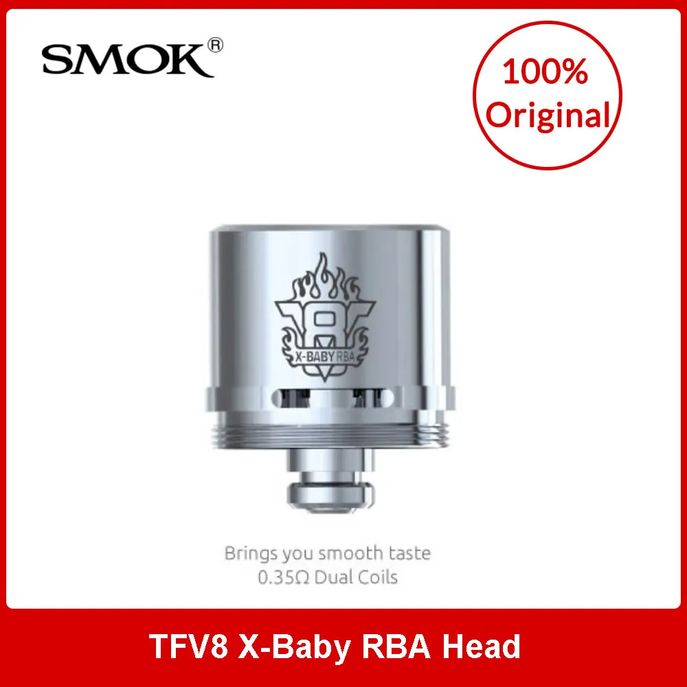 Original SMOK TFV8 X-Baby RBA Coils 0.35ohm Dual Head 1pcs/2pcs Option for TFV8 X-Baby Tank Electronic Cigarette