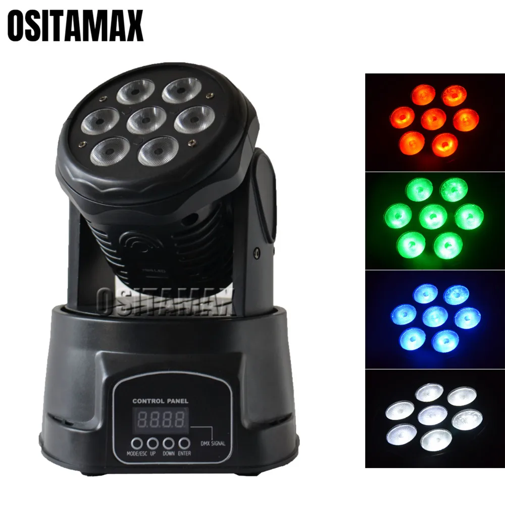 

6pcs/lot Mini LED Wash Moving Head Light 7x10w Colorful RGBW 4IN1 DJ Party Moving Head LED Stage Light