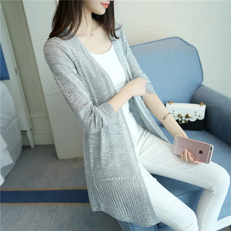 

32 new spring and summer in the long hole thin sweater slim dress cardigan sunscreen clothing F1696