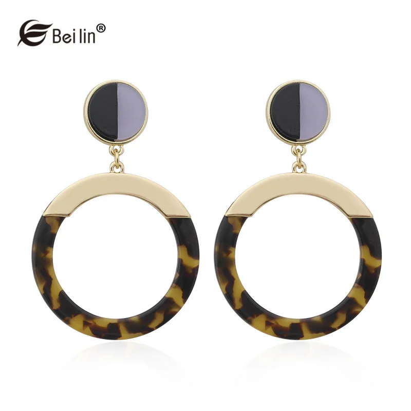 

2019 New Fashion Fine Earrings Acetate Earrings Personality Atmosphere Exaggerated Edition Geometric Round Acetate Earrings