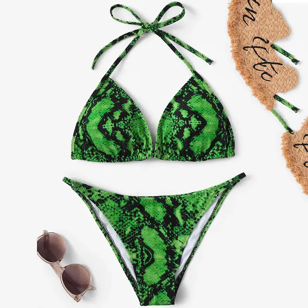 

Green Low Waist Women Watermelon Print Bikini Set Swimwear Push-Up Padded Bra Swimsuit Beachwear Sexy Bikini Swimwear Women