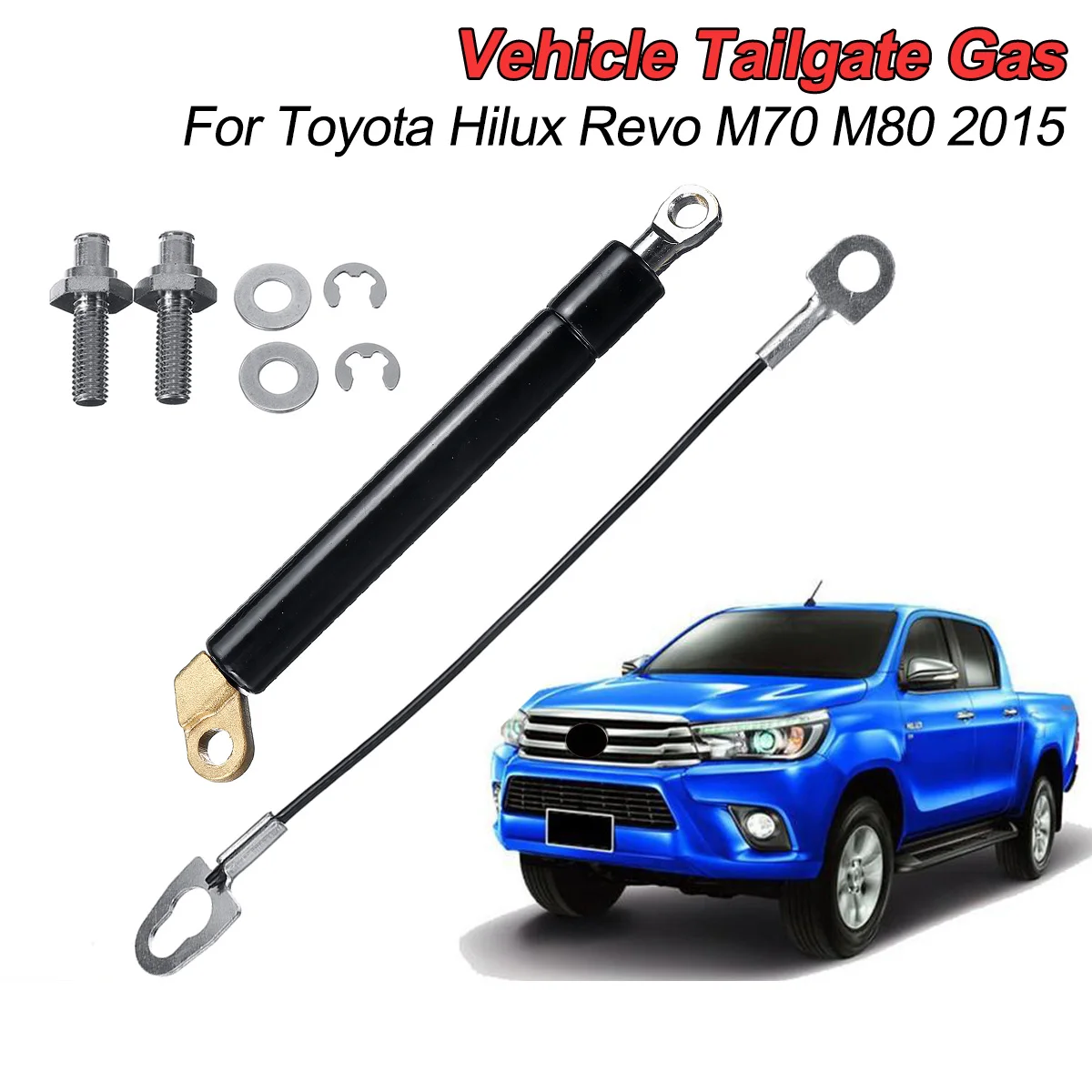 

1Pcs Stainless Steel Rear Tailgate Slow Down Shock Up Lift Gas Struts Accessories For Toyota Hilux Revo M70 M80 2015-2018