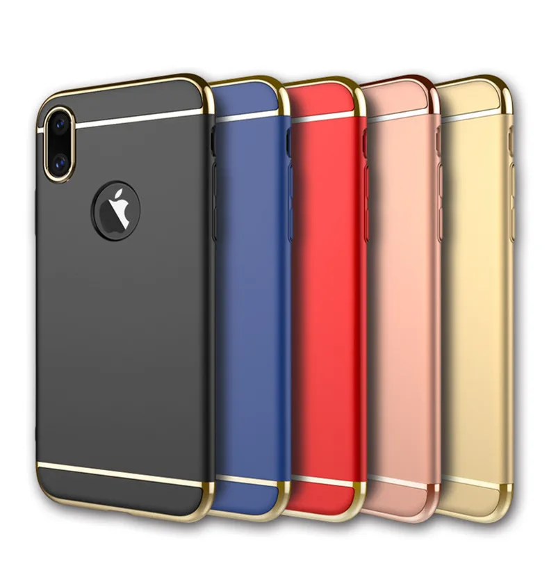 

Ultra Slim 3in1 Electroplate Plating Matte Hard PC Back Phone Cover for iphone 6 6s plus 7 7plus 8 8plus x