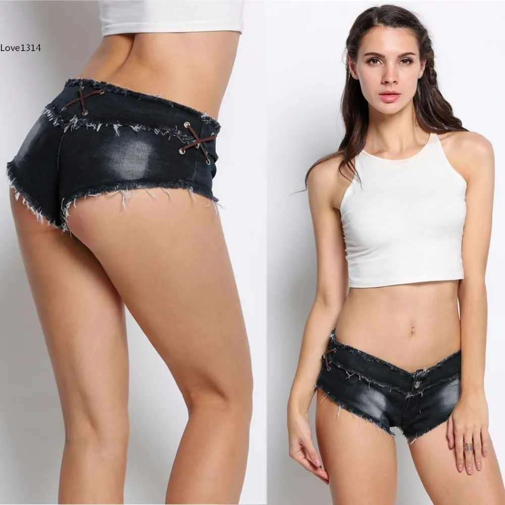 Buy European Summer Shorts Female Blue Black Low Waist
