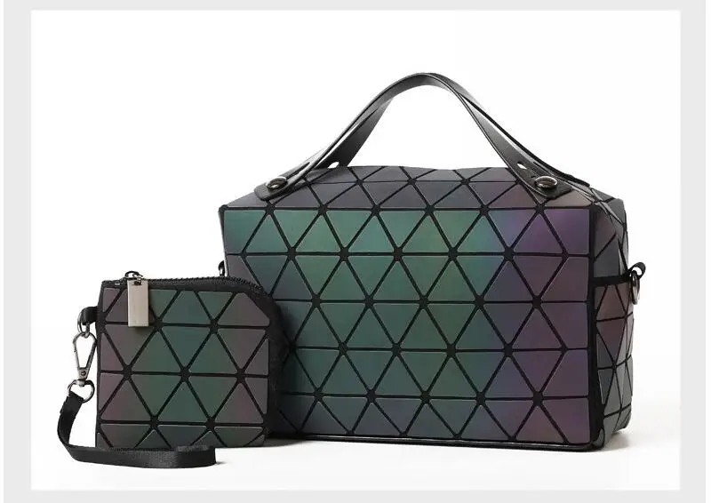 IMIDO женская светящаяся сумка, стеганая Геометрическая сумка на плечо, лазерная простая складная сумка, матовая цветная,, дизайнерский бренд