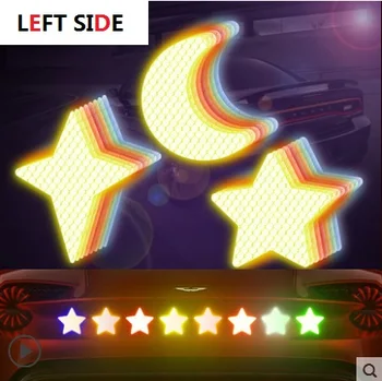 

LEFT SIDE Pentagram Moon Reflective Car Sticker Scratch Blocking Creative Personality Car Decoration Sticker Reflective Sticker