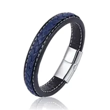 Классический 19,21, 23 см размер выбрать из натуральной кожи нержавеющей стали магнитной пряжкой для мужчин и женщин кожаный браслет Модный шарм браслет