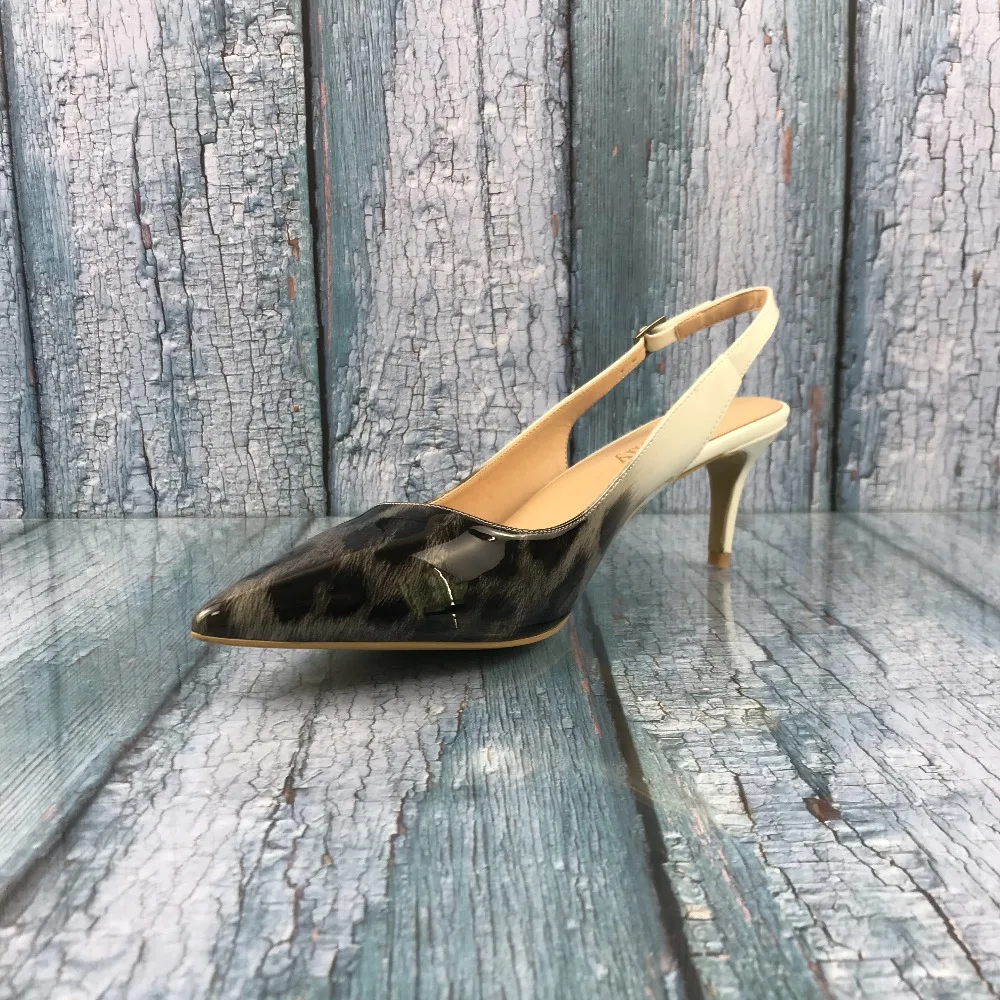 Kmeioo/пикантные женские туфли-лодочки с леопардовым принтом на тонком каблуке, женская обувь для вечеринок, Брендовые женские туфли-лодочки с острым носком и ремешком на щиколотке, большие размеры