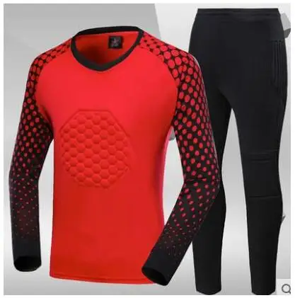 Детские комплекты футбольного вратаря, Джерси, губка, защитный костюм, Camisetas De Futbol, детская форма с длинным рукавом - Цвет: Красный