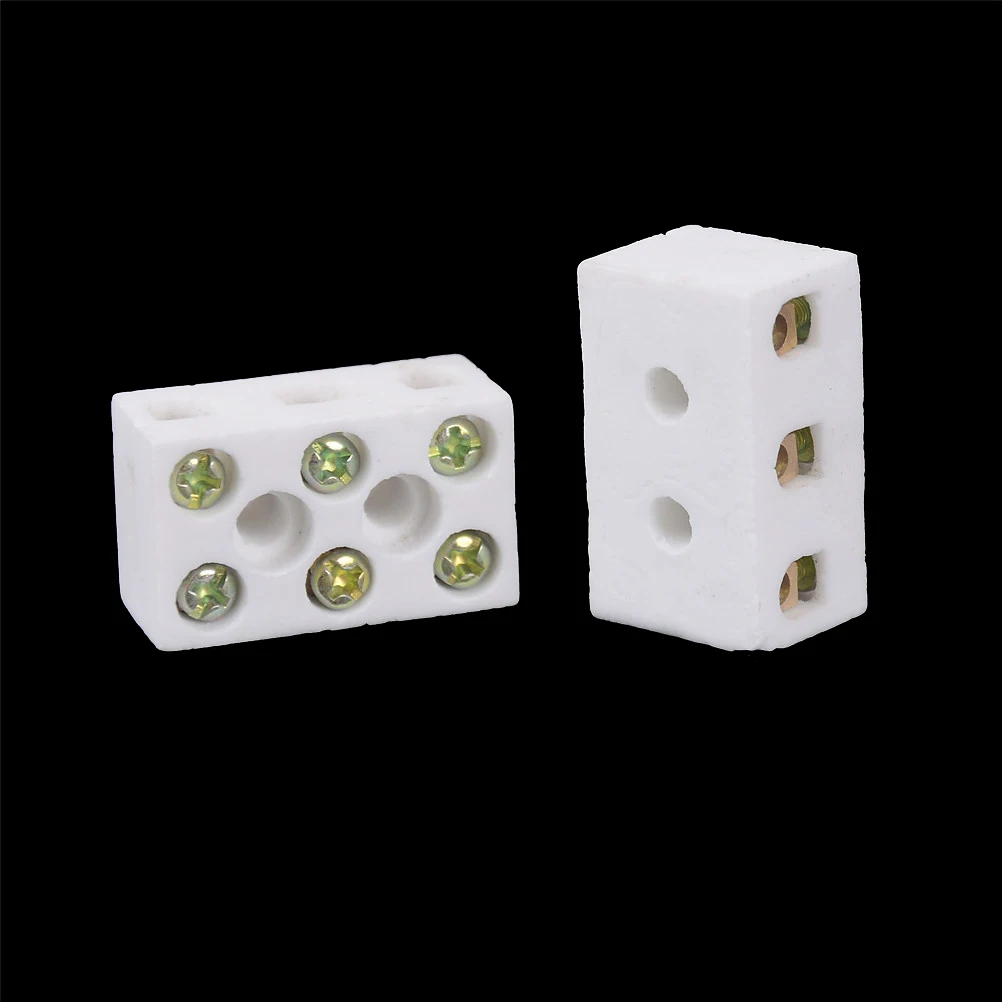 New Arrival 2 Pcs High Quality Ceramic Terminal 15A 3 Way Block 6 Hole