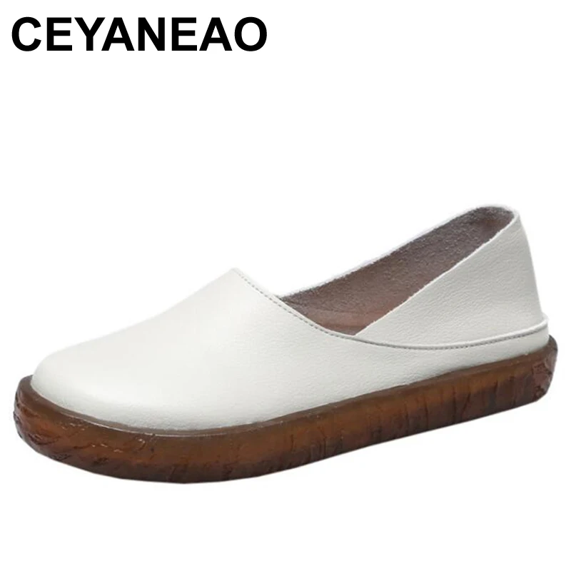 

CEYANEAO New; breathable thin shoes made of genuine leather on a flat sole; casual shoes; tenis feminino; flat shoes for women