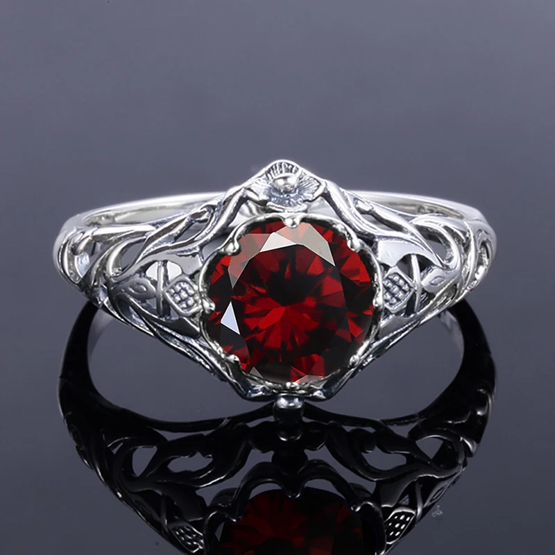 Кольца для невесты из серебра 925 пробы с натуральным гранатом|ring for|rings for womenring vintage