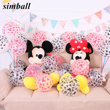

100pcs/lot 12inch Mickey Minnie Head Latex Balloons Transparent Mickey Head Ballon Children's Birthday Party Decoration Supplies