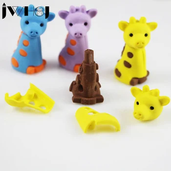 

2 pcs/lot Cute cartoon giraffe eraser Kawaii stationery school office supplies correction supplies child's toy gifts