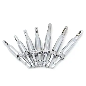 

Center Drill Bits Set 7pcs Hole Puncher Hexagon Drill Bits Set for Door Window Hinge Punch Hole Hexagon Driller Positioning Tool