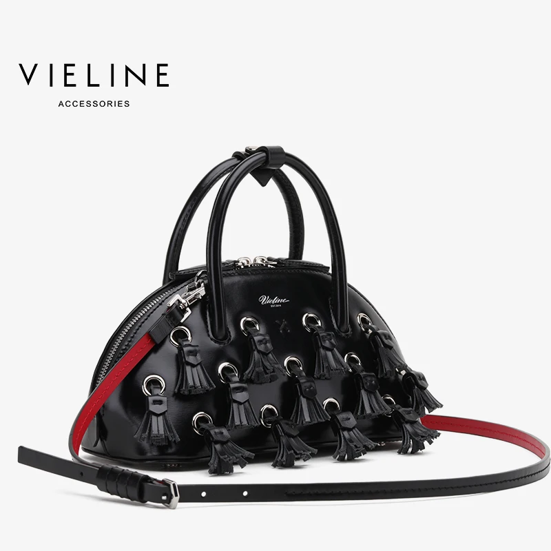 Известный дизайнерский бренд, женская сумка Vieline из натуральной кожи с большой кисточкой, женская сумка через плечо из коровьей кожи, женская сумка
