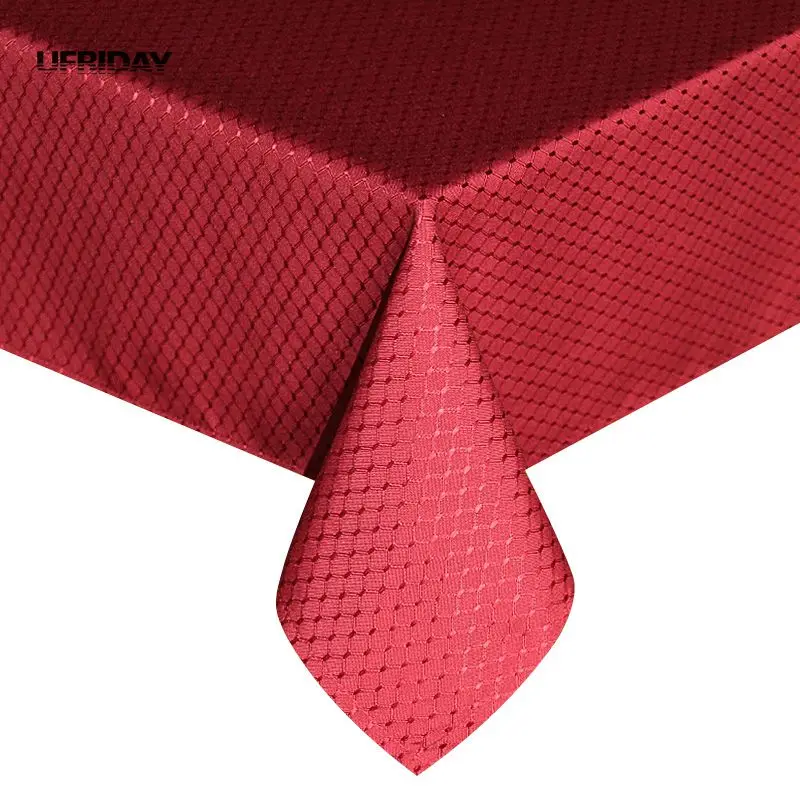 

UFRIDAY Thick Polyester Tablecloth Plaid Red Table Cloth Hotel Dining Table Cover Solid Waterproof Tablecloth Wedding Decoration