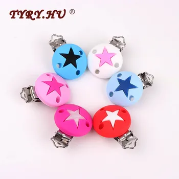 

TYRY.HU 10pcs Round Shaped Pacifier Clip Silicone Baby DIY Tool Toy Teether teething Accessories Clip Non-toxi Nipple Clasp