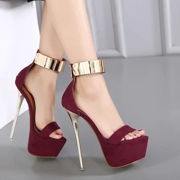 Aneikeh Ankle Strap Heels Platform Sandals Party Shoes For Women Wedding Pumps 16cm High Heels Sequined Gladiator Sandals Black new sexy blue suede sandals women cool rhinestone jeweled high heels shoes summer cut outs ankle strap party shoes pumps jawakye