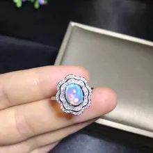Doğal opal kadın yüzük değişimi yangın renkli gizemli 925 gümüş ayarlanabilir boyutu